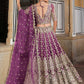 Zari Work Net Bridesmaid Lehenga Choli With Dupatta - Pista Green, Purple, Teal Green