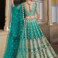 Zari Work Net Bridesmaid Lehenga Choli With Dupatta - Pista Green, Purple, Teal Green