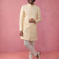 Men's Jacquard Indo-Western Kurta with Cream Trousers