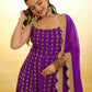Stunning Purple Embroidered Georgette Designer Anarkali Suit