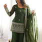 Green Zari Work Silk Mehendi Wear Palazzo Suit