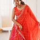 Stunning Orange Thread Work Georgette Function Wear Lehenga Choli