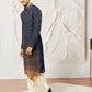 Men's Navy Blue Georgette Zari With Sequins Worked Kurta with Dupatta & Patiala Set
