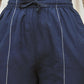 Womens Navy Blue V-Neck Cambric Crop Top with Joggers Yoga Pants