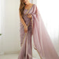 Spectacular Light Mauve Tissue Silk Pre Stitched Saree With Blouse