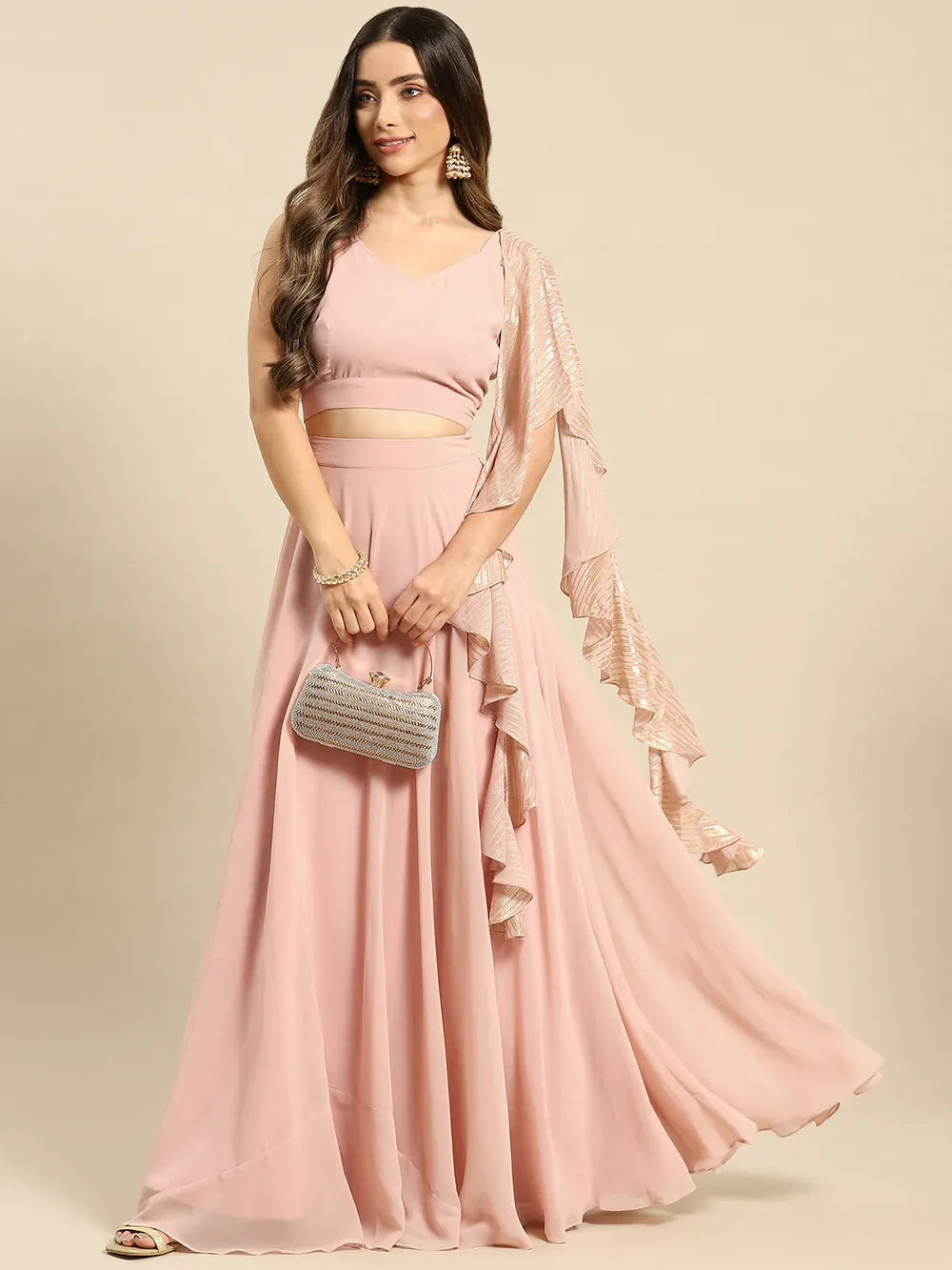 Flared skirt with crop top in Pastel Colors
