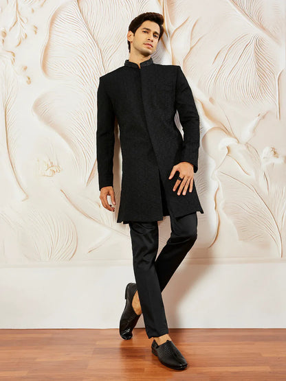 Men's Silk Blend Indo Western And Pant Set