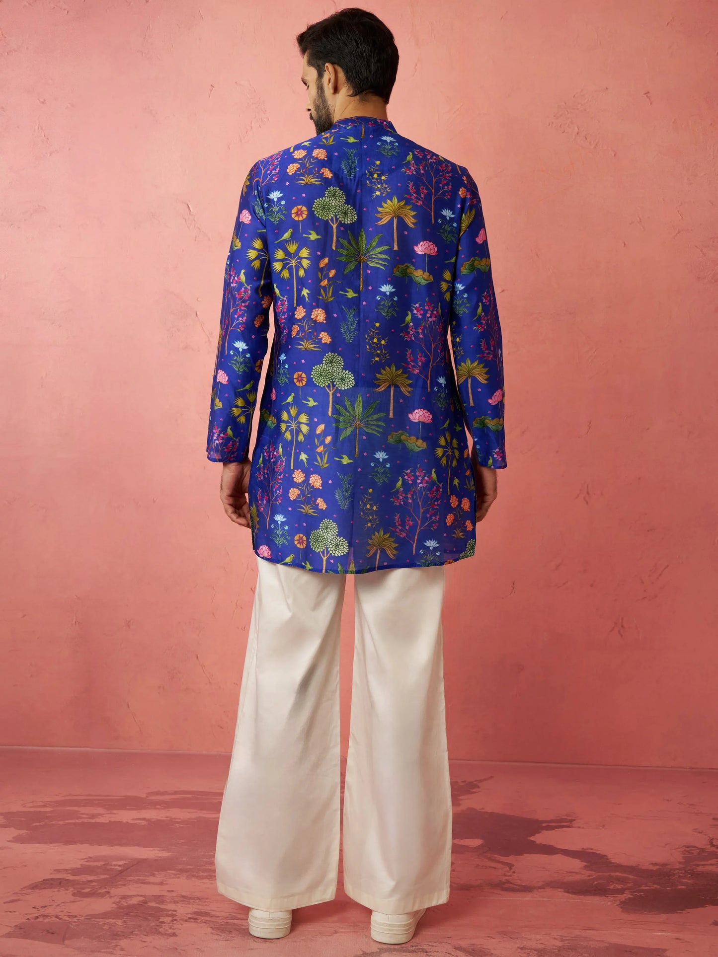 Floral Digital Print Band Collar Straight Kurta With Trousers