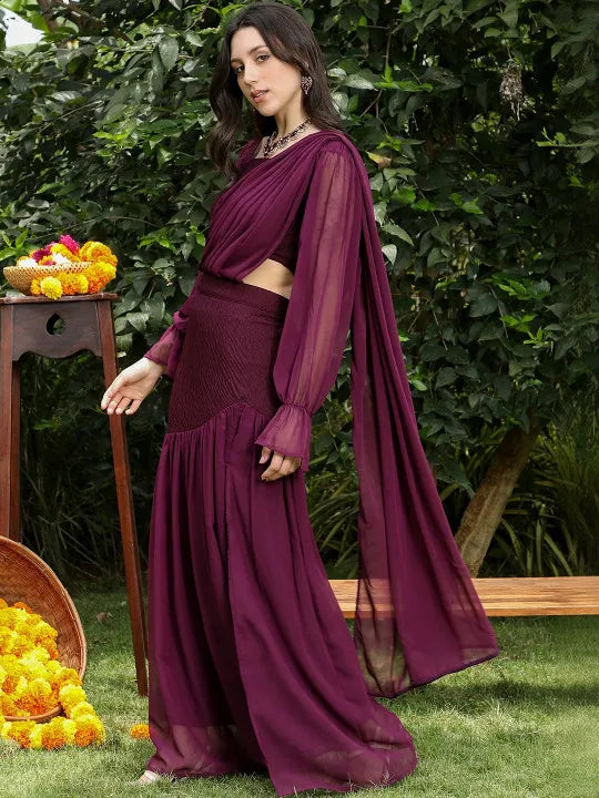 Poly Georgette Fusion Saree