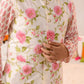 Boys Floral Printed Straight Fit Pure Cotton Kurta Pyjama with Nehru Jacket