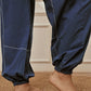 Womens Navy Blue V-Neck Cambric Crop Top with Joggers Yoga Pants