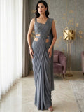 Grey Embellished Designer Saree