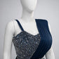 Navy Blue Sequinned Fusion Saree