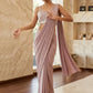 Mauve Embellished Embroidered Fusion Saree
