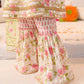 Girls Pink off white Floral Foil Printed Pure Cotton A-Line Kurta with Sharara & Dupatta