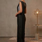 Silver Black Midnight Striped Designer Saree