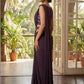 Dark Embellished Designer Saree in Midnight Blue & Wine Color