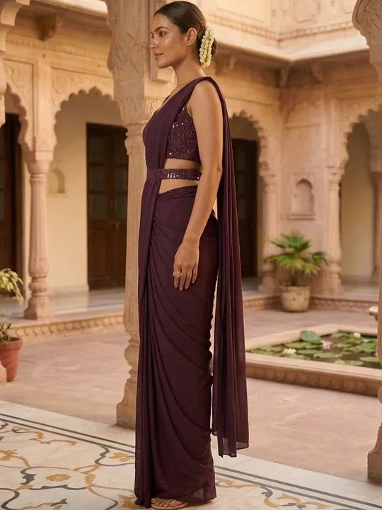 Alluring Purple Embellished Designer Saree