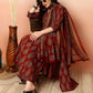 Oumad Floral Print Kurta, Palazzo & Dupatta Set