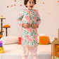 Boys Multi Ethnic Floral Print Cotton Straight Fit Kurta With Pyjama Set