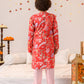 Boys Floral Printed Regular Pure Cotton Kurta With Pyjamas