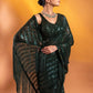 Green Sequins Georgette Party Wear Saree With Blouse