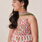 Girls White Ethnic Booti Pattern Cotton A-Line Kurta & Sharara With Dupatta Set