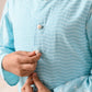 Boys Blue & White Printed Pure Cotton Straight Fit Kurta With Pyjamas & Nehru Jacket