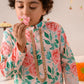 Boys Multi Ethnic Floral Print Cotton Straight Fit Kurta With Pyjama Set