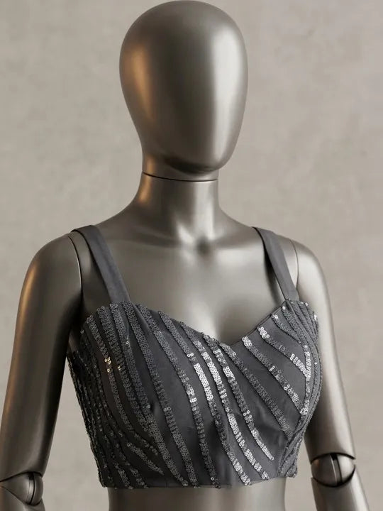Grey Embellished Designer Saree