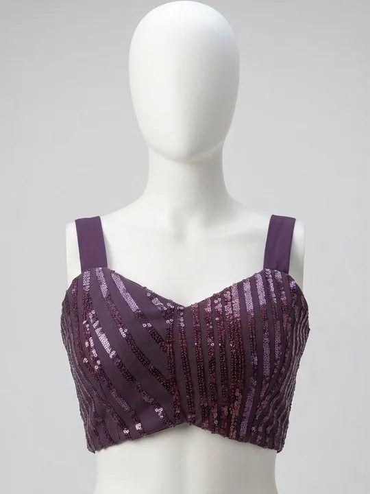 Alluring Purple Embellished Designer Saree