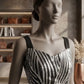 Silver Black Midnight Striped Designer Saree