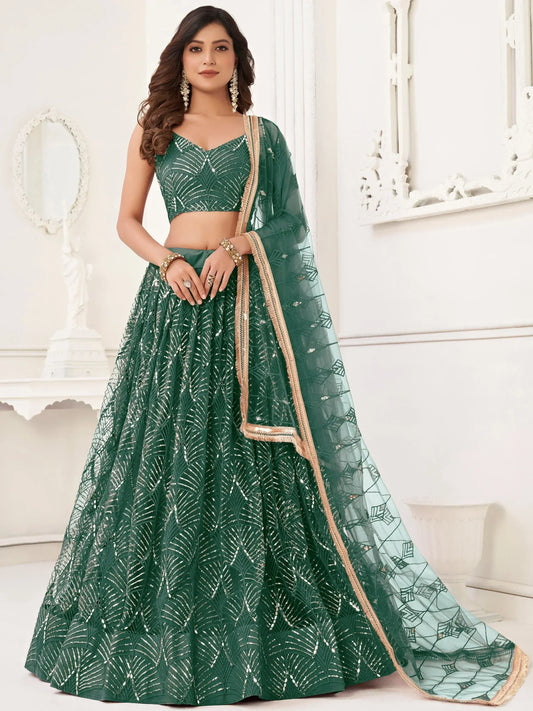 Butterfly Dark Green Lehenga Choli