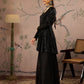 Women Black Sequins Peplum Top With Flared Pants