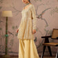 Women Gold Sequins Peplum Top With Flared Pants