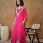 Women Embroidered Kaftan With Cami & Straight Pants