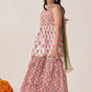 Girls White Ethnic Booti Pattern Cotton A-Line Kurta & Sharara With Dupatta Set