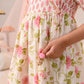 Girls Pink off white Floral Foil Printed Pure Cotton A-Line Kurta with Sharara & Dupatta