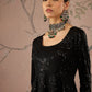 Women Black Sequins Peplum Top With Flared Pants