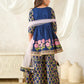 Girls Blue Ethnic Floral Print Cotton A-Line Kurta & Sharara With Dupatta