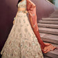 Precious Soft Beige Embroidered Silk Wedding Wear Lehenga Choli