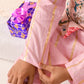 Boys Ethnic Pink Floral Printed Cotton Straight Fit Kurta Pyjama Set With Jacket