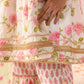 Girls Pink off white Floral Foil Printed Pure Cotton A-Line Kurta with Sharara & Dupatta