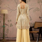 Women Gold Sequins Peplum Top With Flared Pants