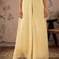 Women Gold Sequins Peplum Top With Flared Pants