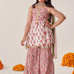 Girls White Ethnic Booti Pattern Cotton A-Line Kurta & Sharara With Dupatta Set