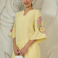 Women Farshi Floral Embroidered U-Neck Pure Cotton Kurti with Salwar