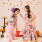 Boys Ethnic Pink Floral Printed Cotton Straight Fit Kurta Pyjama Set With Jacket