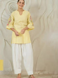 Women Farshi Floral Embroidered U-Neck Pure Cotton Kurti with Salwar