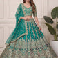 Zari Work Net Bridesmaid Lehenga Choli With Dupatta - Pista Green, Purple, Teal Green